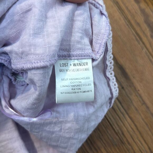 Lost & Wander NWOt Sivan peplum purple tie shoulder tank size L - Picture 7 of 9